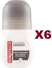 6 PZ BOROTALCO ROLL ON INVISIBLE DEODORANTE 50 ML CON MICROTALCO ROLLER