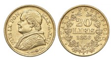 20 LIRE ORO PIO IX 1968 XXII MARENGO STATO PONTIFICIO NC SPL