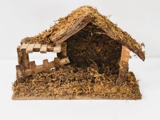 Capanna Presepe Rustica Legno e Muschio 31x12 h 22  Vintage Artigianale Grotta