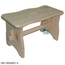 SGABELLO SGABELLINO IN LEGNO MASSELLO CHIARO POGGIAPIEDI SEDUTA CM 19X39X21 H