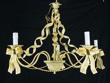 LAMPADARIO 5 LUCI LED FERRO BATTUTO ARTIGIANALE PANNA ANTICO ART.L45 LIBERTY