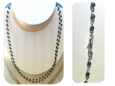Collana chanel spinello nero 3 mm montata "a rosario" 100 cm