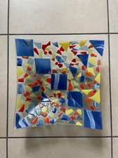 CENTRO TAVOLA IN VETRO MULTICOLOR QUADRATO MODERNO