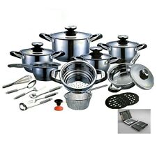 BATTERIA PENTOLE PADELLE TEGAMI AMC INDUZIONE ANTIAD. ACCIAIO INOX 23 PEZZI+colt