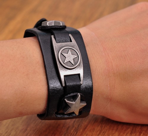 Bracciale uomo nero rock - nero, biker