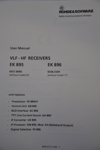 Rohde schwarz ek895 896 - &,