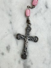 VECCHIO ROSARIO ANNI 50 METALLO E GRANI IN VETRO OLD ROSARY