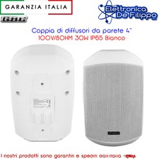 COPPIA DI DIFFUSORI DA PARETE 4" 100V/8ohm 30W IP65 BIANCO