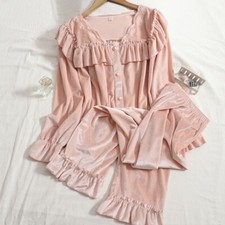 Women Velvet Ripple Pajama Set
