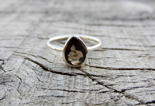 Anello quarzo fumè argento - fumè,