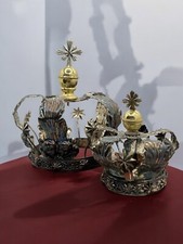 Coppia corone imperiali Argento Per statue sacre Arte scultura 5,8/9,5 Madonna