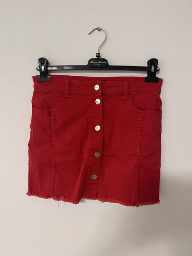 Minigonna jeans rossa - jeans,