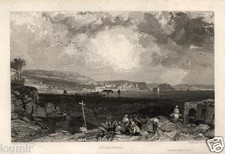 Stampa Antica 1831 = POZZUOLI Veduta = CAMPANIA = ACQUAFORTE Old Engraving