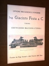 Pubblicità d'epoca per Collezionisti del 1918 Tornio - Officine Festa Torino
