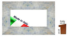 Cornice in legno, bianca shabby, con sfumature blu, per stampe, quadri.