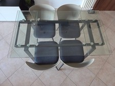 OFFERTA Tavolo da Pranzo allungabile Con Piano In Vetro Temperato 
