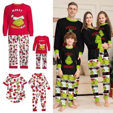 Pigiama Adulti Bambini Natale Famiglia Abbinamento Divertente Grinch Nightwear Pigiama Pjs
