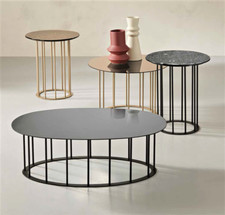 TAVOLINO DA SALOTTO TONDO/OVALE METALLO PIANO VETRO MARTELLATO O SPECCHIO CAPO