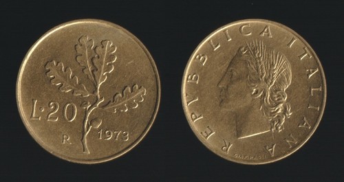 Lire 1973 ramo quercia - 1973, di