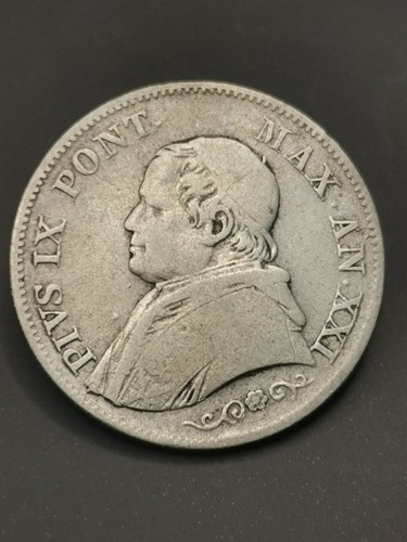 Lira argent 1866 roma pius - roma,