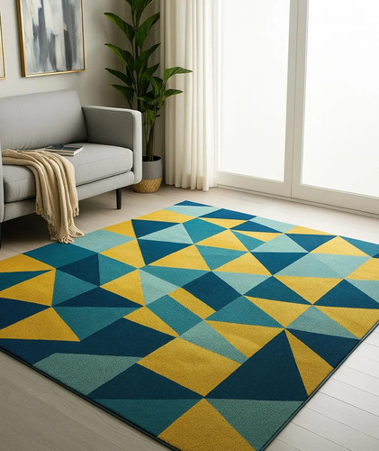 Tappeto geometrico trapuntato
