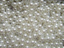  100pz  perline in acrilico 6mm tondo colore avorio bijoux