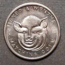 Pig Flipper: Chicago, Ill., Metal Trade Checks (Pig Tail)   Meyer & Wenthe Matc