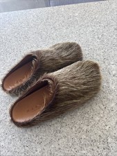 Marni - Sabot plantare in pelle di vitello a pelo lungo morbido beige EUR 43/US taglia 10