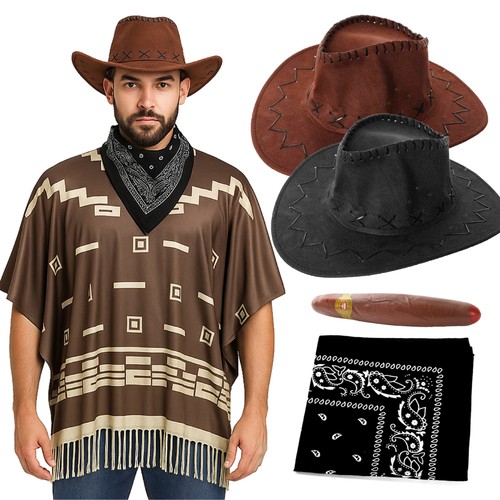 Poncho western marrone - , borchie