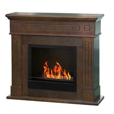 Cambridge - Camino a bioetanolo da terra in legno 110x37xH102 cm, colore marrone