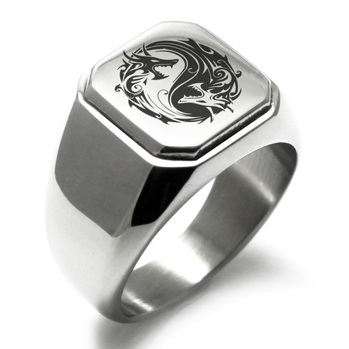 Anello uomo acciaio inox drago - inox,