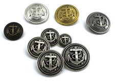 6 bottoni in metallo serie marina - ANCORA - anchor sailor buttons
