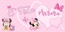 BANNER STRISCIONE NASCITA - Nascita Baby Minnie - CON IL TUO NOME bimba neonato