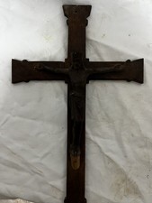 Antico Crocifisso, CRisto re, Stile Gotico In Ferro E Legno Cm 32x20 