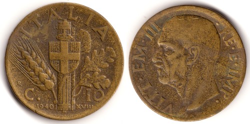 Italia centesimi 1940 - italia, 10