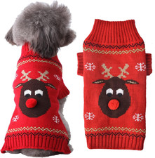Maglione per Cani Natalizio Con Renna, per Animali Domestici, Gatto, Invernale, 