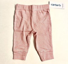 Carter's Pantalone Cotone Rigato Rosso Leggings Neonato Bambino 3 Mesi 3M - Nuovo