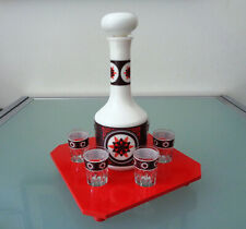 BOTTIGLIA CREMIDEA MOKA BECCARO + 6 BICCHIERI CON VASSOIO ROSSO - ANNI 70 