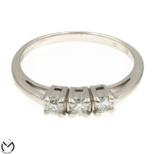 Anello trilogy in oro bianco 18 Kt 750 con diamanti 0,21 ct -803/ST-