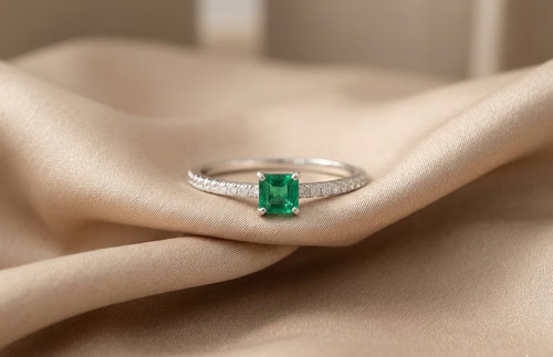 Anello con diamanti smeraldo