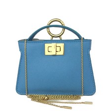 Borsa a tracolla EGA FENDI Nano Peekaboo in pelle mini catena blu*/6BJ0329