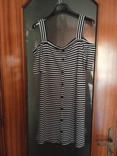 Vestito estivo nero e bianco a righe con maniche corte Terranova donna
