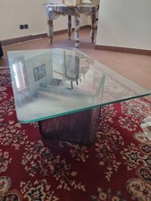 Tavolino rettangolare basso da salotto in  cristallo trasparente 
