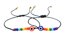 2 Bracciali con occhio greco, bracciali porta fortuna, occhio greco, idee regalo