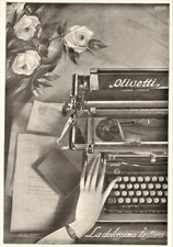 PUB.1929 OLIVETTI M20 MACCHINA DA SCRIVERE TASTIERA MANO DONNA SCRIVANIA GIBELLI