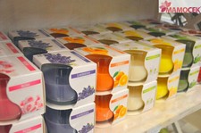 CANDELA Profumata vaso vetro d.8 h7 durata 24 ore ambiente decorazione