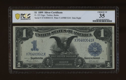 Dbr 1899 argento cert - 1899, $1