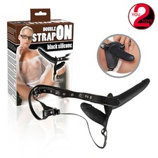 Strap On Donna Doppio Dildo Fallo Vaginale Anale Realistico Silicone