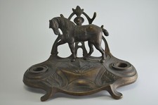 S5818 FAVOLOSO GRANDE CALAMAIO CAVALLO PORTAPENNE IN OTTONE