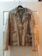 PELLICCIA IN LAPIN BEIGE E IN PELLE SCAMOSCIATA GIACCA DOUBLEFACE TG 42 ???